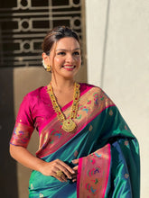 Womens Fashion Ethnic Paithani Green Color Sarees-MLSHWSA1913GRN